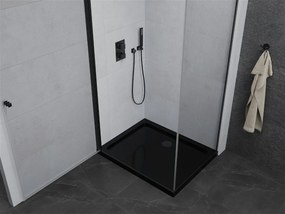 Mexen Pretoria, sprchovací kút 80 (dvere) x 120 (stena) cm, 6mm číre sklo, čierny profil + čierna sprchová vanička, 852-080-120-70-00-4070B