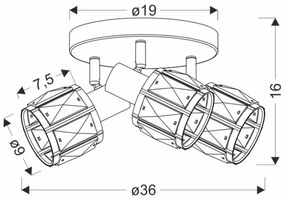 Bodové svietidlo DUBAI 3xE14/40W/230V pr. 36 cm čierna/zlatá