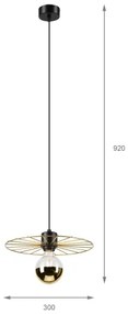 Luster na lanku MONTANA 1xE27/15W/230V pr. 30 cm zlatá/čierna