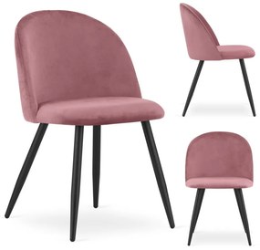 Stolička BELLO - tmavoružový zamat / čierne nohy