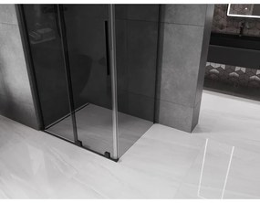 Mexen Velar, sprchový kút s posuvnými dverami 130 x 90 cm, 8mm šedé sklo, čierna matná, 871-130-090-41-70