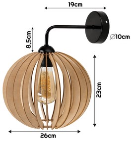 BERGE Nástenné LED svietidlo 1x E27 DENSE drevená guľa