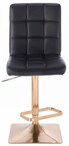 LuxuryForm Barová stolička TOLEDO na zlatej hranatej podstave - čierna