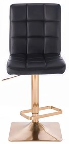 LuxuryForm DESIGN Barová stolička TOLEDO na zlatej hranatej podstave - čierna