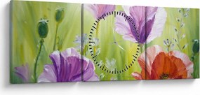 Obraz - Vlčie maky (s hodinami) (90x30 cm)