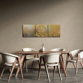 Obraz - Olejomaľba sedmokrások (s hodinami) (90x30 cm)