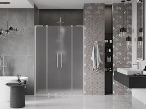 Mexen Velar L Duo, posuvné sprchové dvere do otvoru 150 cm, 8mm sklo námraza, brúsená oceľ, 871-150-003-32-97