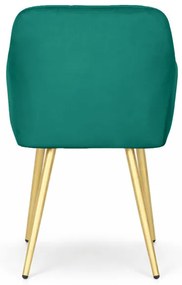 Sada dvoch jedálenských stoličiek LUXANO zamatové, zelené / zlaté nohy (2 ks)