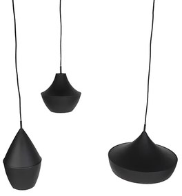 Sada 3 škandinávskych závesných svietidiel čiernych so zlatom - Depeche