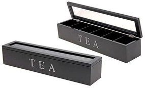 Drevený organizér na čaj Tea Box, 43x8,5 cm