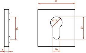 Kuchinox Kuchinox, rozeta ku kľučke s otvorom pre cylindrickú vložku, satén, LAV-LK6_302A