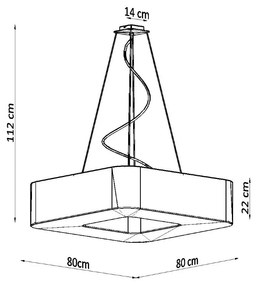 Závesné svietidlo Urano, 1x biele textilné tienidlo, (biely plast), (80 cm)