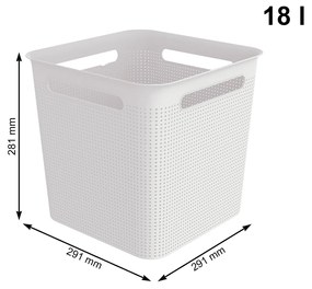 Úložný box s rúčkami BRISEN 18l, 29x29x29 cm, biely S vekom / Bez veka: Bez veka