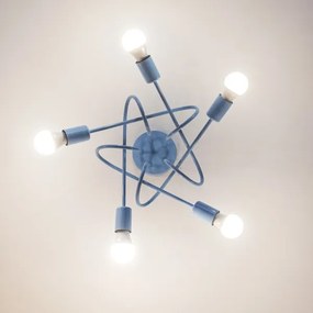 Prisadený luster OXFORD 5xE27/15W/230V, modrý