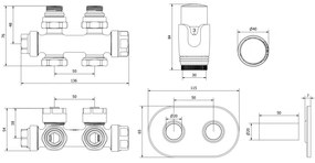Mexen G00, termostatická súprava Duplex s okrúhlou krytkou, uhlové/rovné pripojenie DN50, zlatá lesklá, W908-900-905-50