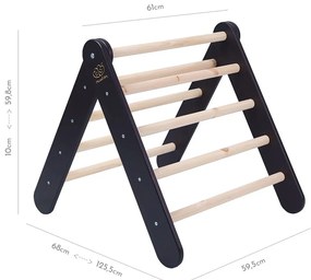 Čierny pikler trojuholník z borovicového dreva 60x60x60 cm Montessori – Meowbaby