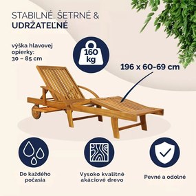 Záhradné lehátko TAMI SUN, 195,5x69x85cm, prírodná hnedá Jurhan