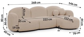 Svetlohnedá rohová pohovka z textílie buklé (pravý roh/s leňoškou) Orbit – Ropez