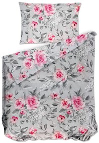 Bierbaum obliečka bavlnený satén 3676 Grey Roses - 140x200 / 70x90 cm
