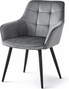 Jedálenské kreslo VARSI VELVET s čiernymi nohami, sivé