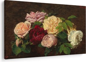 Obraz - Henri Fantin-Latour, Roses de Nice on a Table, reprodukcia (90x60 cm)