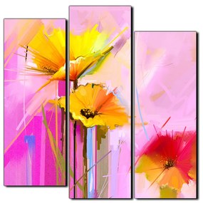 Obraz na plátne - Abstraktná maľba, jarné kvety reprodukcia - štvorec 3269C (105x105 cm)