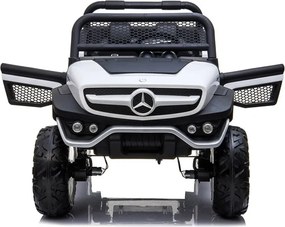 LEAN CARS Elektrické autíčko Mercedes Unimog 4x4 biele, LED, MP3