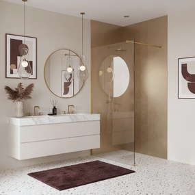 Bezrámová sprchová zástena REA FLEXI GOLD BRUSH 70 cm, zlatá kartáčovaná/transparent - bez vaničky