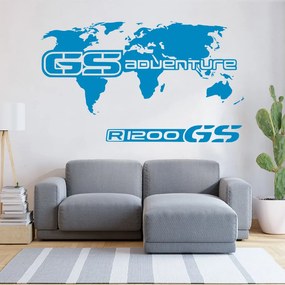 Veselá Stena Samolepka GS Adventure Mapa Farba: modrá, Veľkosť: 60 x 35 cm