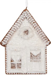 Závesná dekorácia zasnežená perníková chalúpka Frosted Ginger - 8*1*10 cm