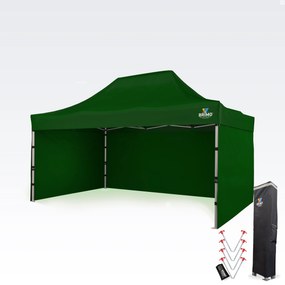 BRIMO Nožnicový párty stan PREMIUM ALU 3x4,5 m s 3 stenami zelený