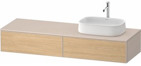 DURAVIT Zencha závesná skrinka pod umývadlo na dosku (umývadlo vpravo), 2 zásuvky, 1600 x 550 x 281 mm, dub prírodný/taupe super matná, ZE4814R30830000