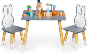 ECOTOYS detský set: stolík + 2 stoličky, skandinávsky štýl, s abecedou