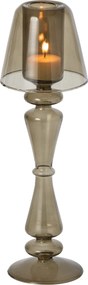 Sklenený svietnik v tvare lampičky na čajovú sviečku Vintage Olive – 10*10*31 cm
