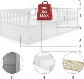 Posteľ SMART 160x80 - Biela s úložným priestorom