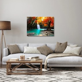 Sklenený obraz - Smaragdová lagúna (70x50 cm)
