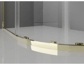 Mexen Exo, posuvný polkruhový sprchový kút 90 x 90 cm, číre sklo, zlatá, 8131-090-090-50-00