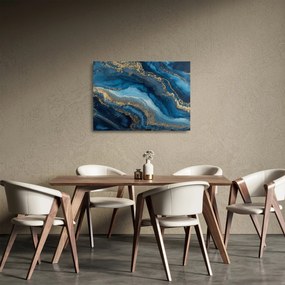 Sklenený obraz - Modrá mramorová abstrakcia (70x50 cm)