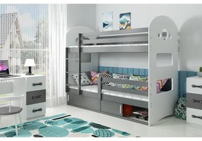 Detská poschodová posteľ DOMINIK s úložným priestorom 80x190 cm - grafit Šedá