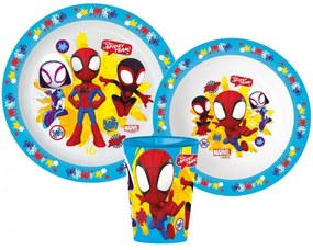 Sada plastového riadu pre deti Spidey Team s kelímkom - 3 diely