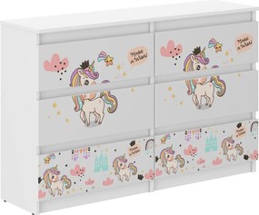 Wooden Toys Detská komoda R-120 JEDNOROŽEC RAINBOW