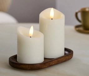 Sviečky z pravého vosku s LED, 2 ks, krémové