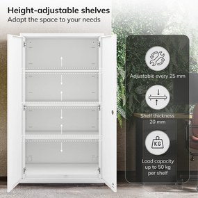 Modulárna kovová multifunkčná skriňa s dvoma zásuvkami biela MEGAN 1950 x 900 x 400 mm