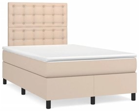 Boxspring posteľ+matrac a LED, kapučínová 120x190cm, umelá koža 3270298
