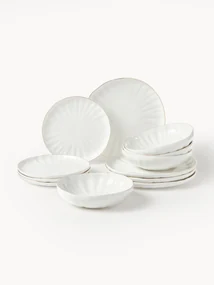 Súprava riadu's reliéfom z porcelánu Sali, 4 osoby (12 dielov)