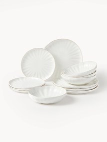 Súprava riadu's reliéfom z porcelánu Sali, 4 osoby, 12 ks