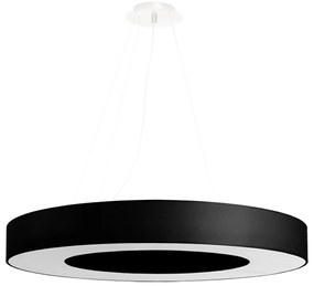 Závesné svietidlo Saturno Slim, 1x čierne textilné tienidlo, (biely plast), (fi 70 cm)