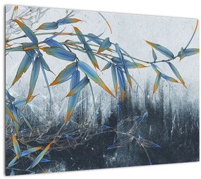 Sklenený obraz - Bambus na stene (70x50 cm)
