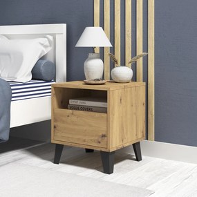 Nočný stolík BOGAN 1S, remeselne spracovaný dub