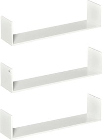 HOMCOM Set 3 Biele Drevené Floating Poličky - 80L x 18Š x 18V cm - kompletná montážna sada zahrnutá - MDF | Aosom